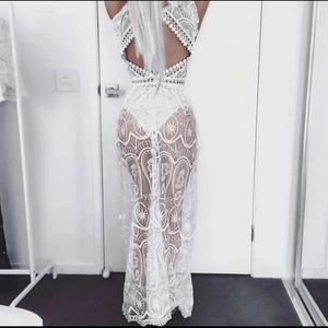 Bohemian crochet lace maxi dress